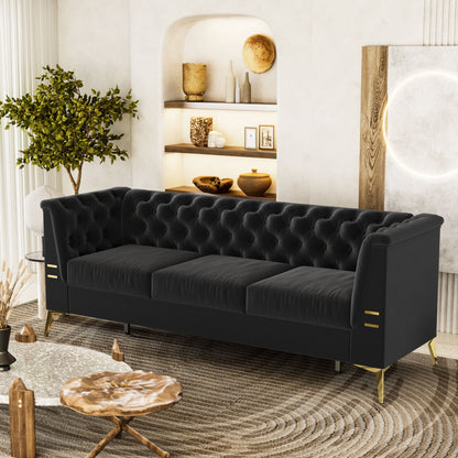 Luxurious Sofa With Legs, Modern Chesterfield Design, Tufted Upholstery, 3 Seat Couch For Living Room And Office Home Essentials