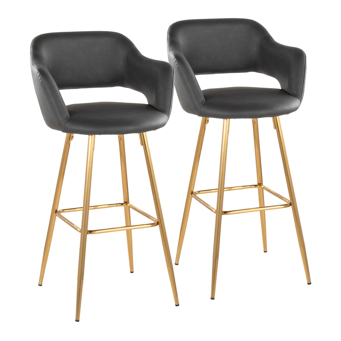 Margarite - Contemporary Fixed Height Barstool With Footrest (Set of 2) With Square Lumi Source