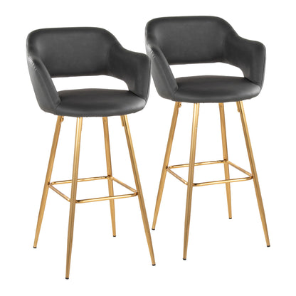 Margarite - Contemporary Fixed Height Barstool With Footrest (Set of 2) With Square Lumi Source