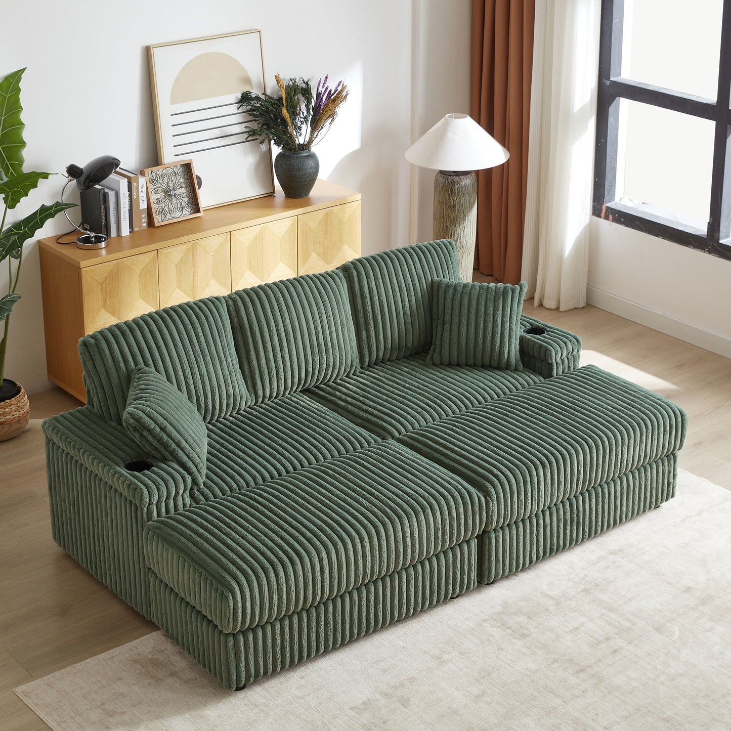 3 Seater Sofa With 2 Ottomans For Living Room Home Essentials