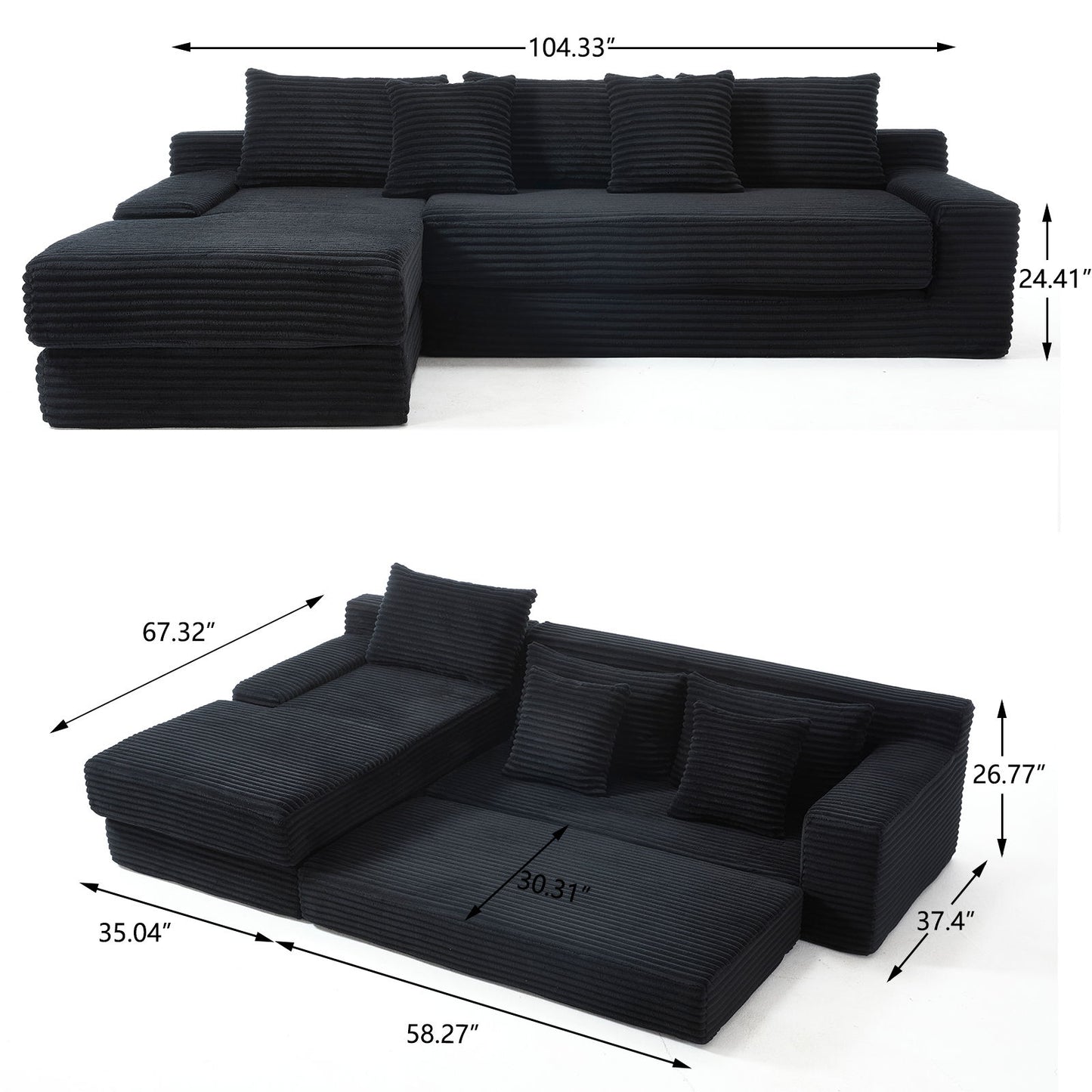 Modern L - Shaped Sectional Couch With Memory Foam Home Essentials