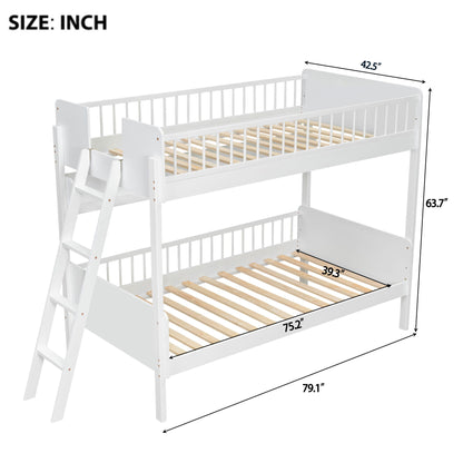 Bunk Bed With 3 Storage Shelves, Adjustable Ladder Left Or Right Hearth and Haven