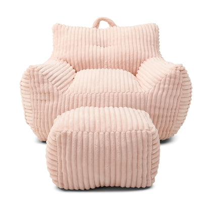Giant Plush Bean Bag Chair With Armrests And Footstool Home Essentials