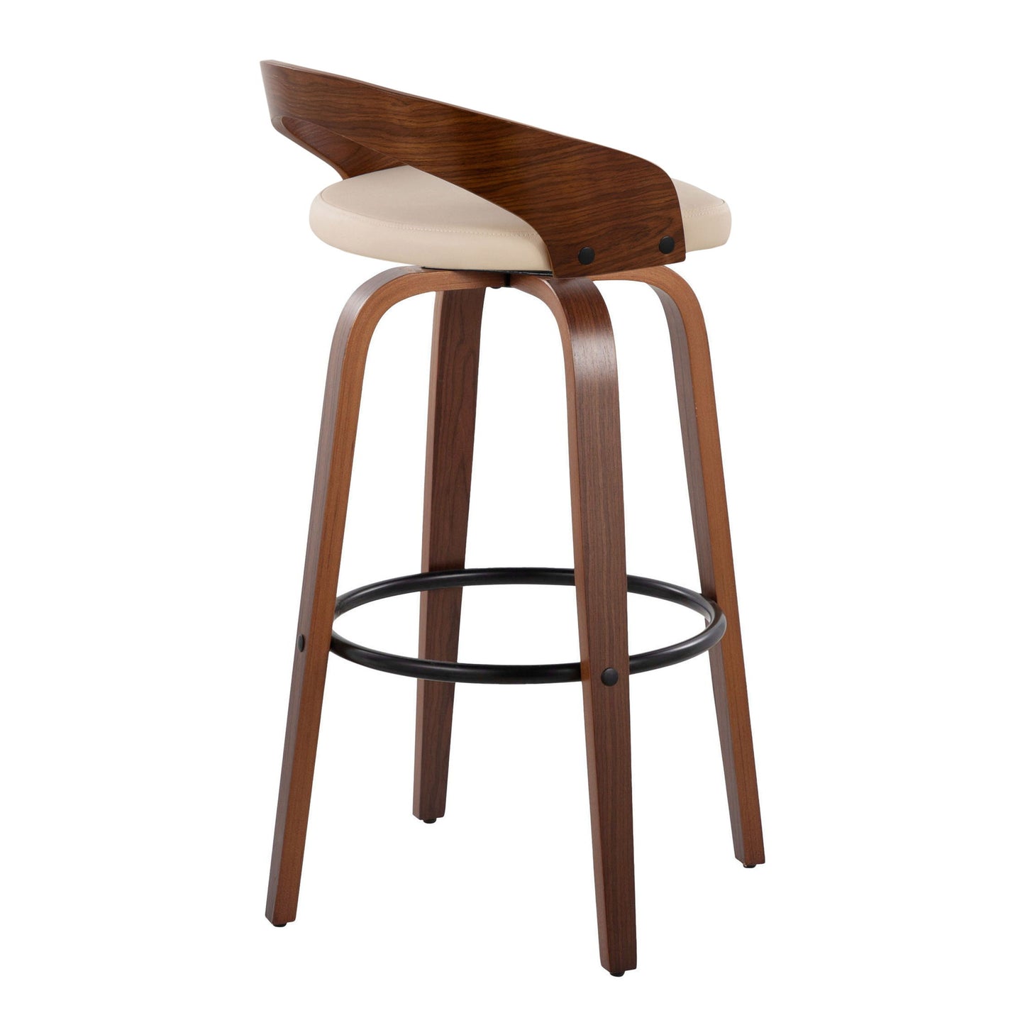Grotto - Mid Century Modern Fixed Height Barstool & Swivel With Round Footrest (Set of 2) Lumi Source