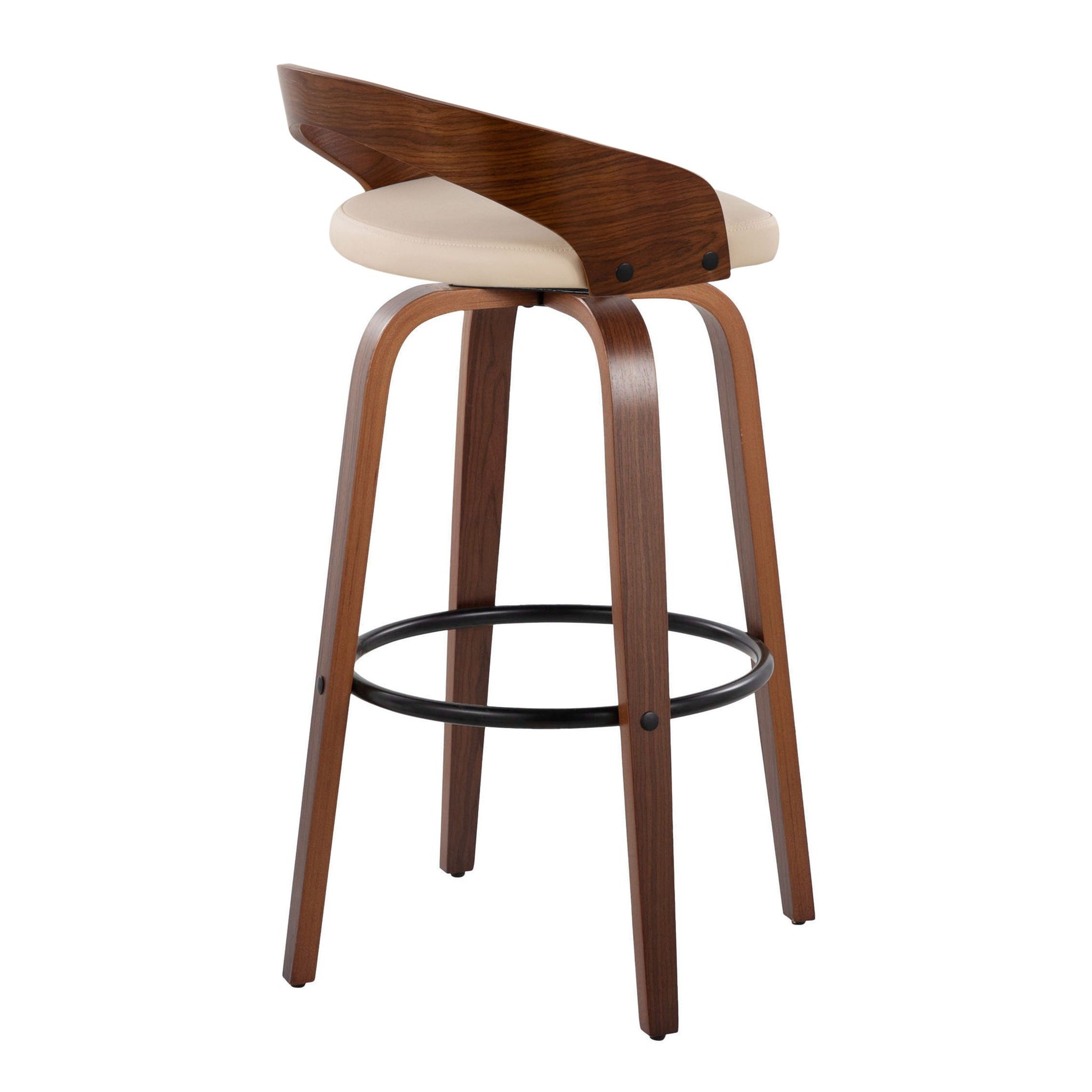 Grotto - Mid Century Modern Fixed Height Barstool & Swivel With Round Footrest (Set of 2) Lumi Source