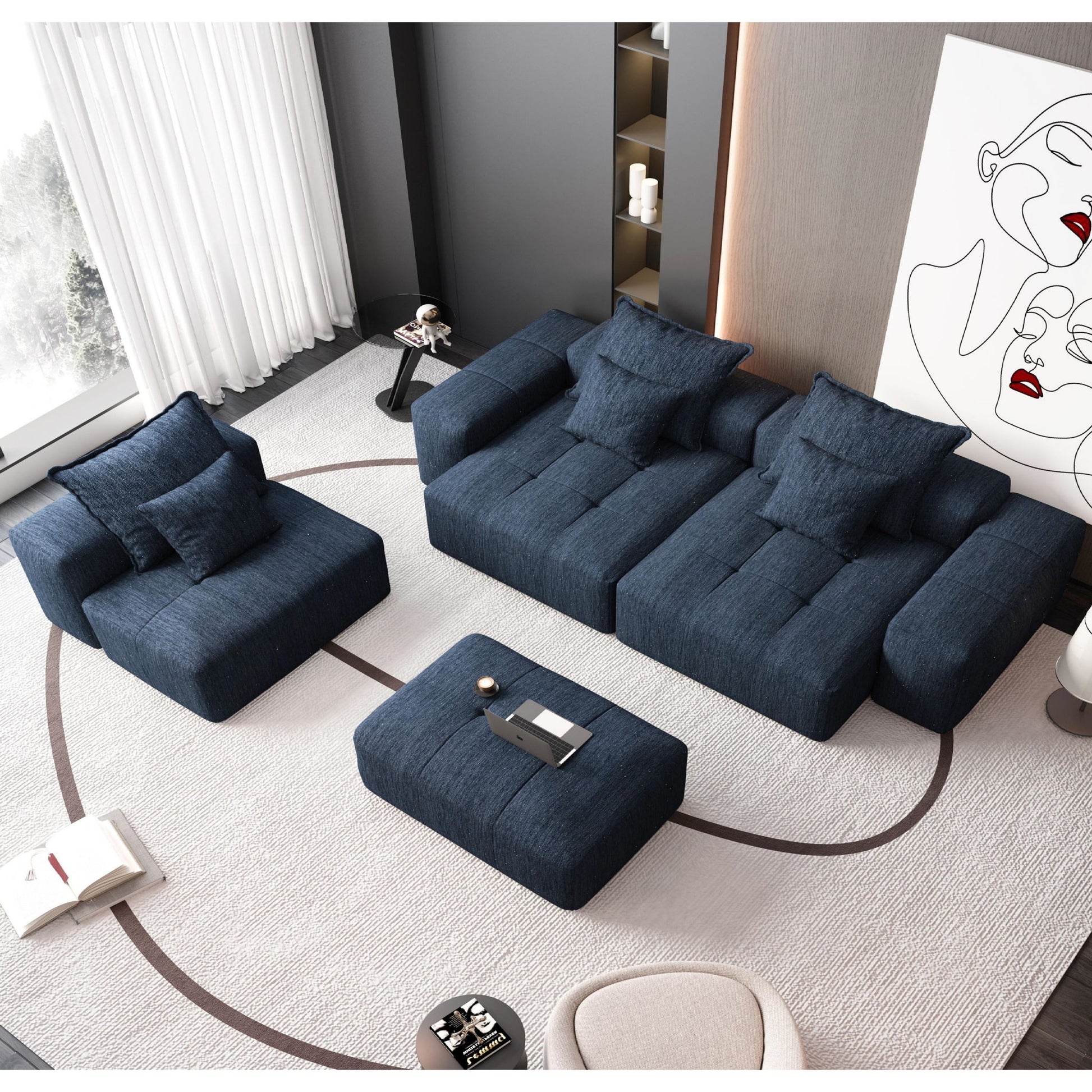 Modern Oversized Diy Combination Modular Sectional Sofa With Pillows Home Essentials