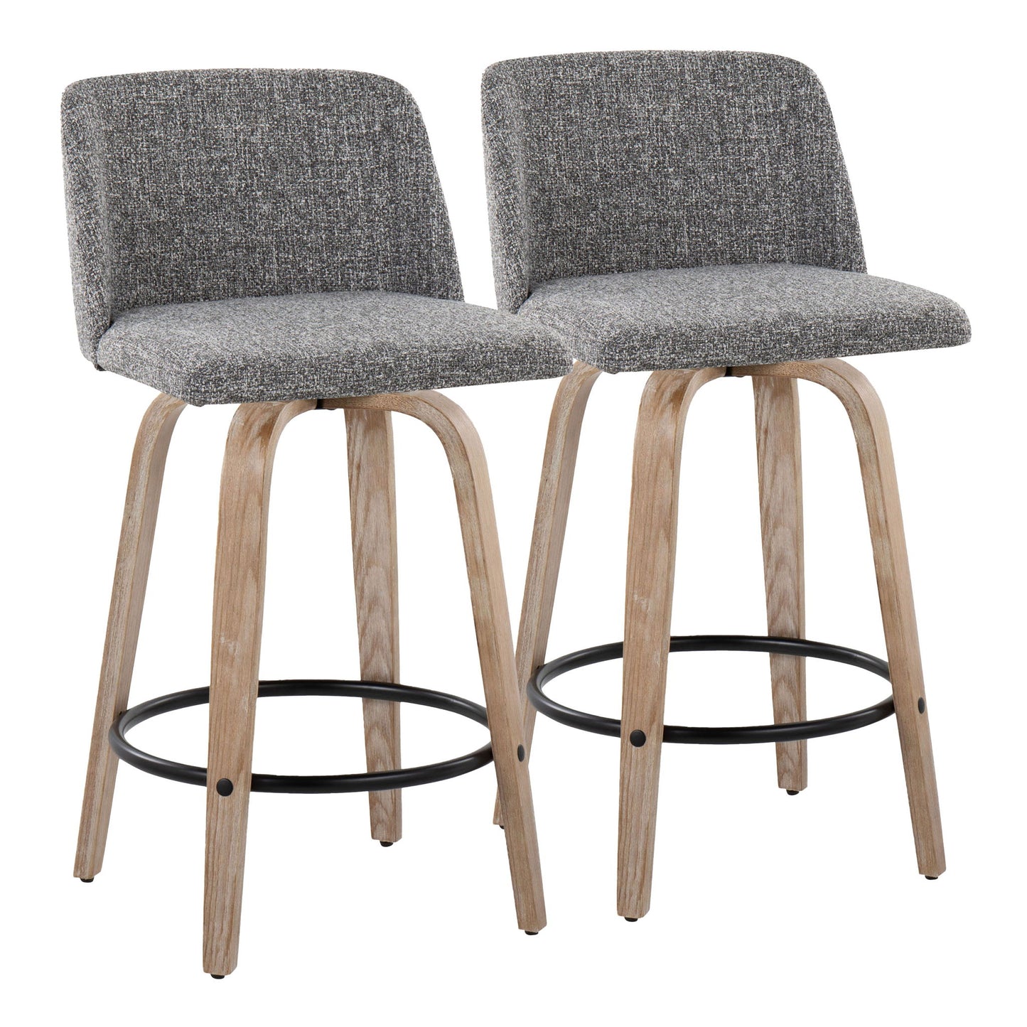 Toriano - Contemporary Fixed-Height Counter Stool & Swivel With Round Footrest (Set of 2) Lumi Source