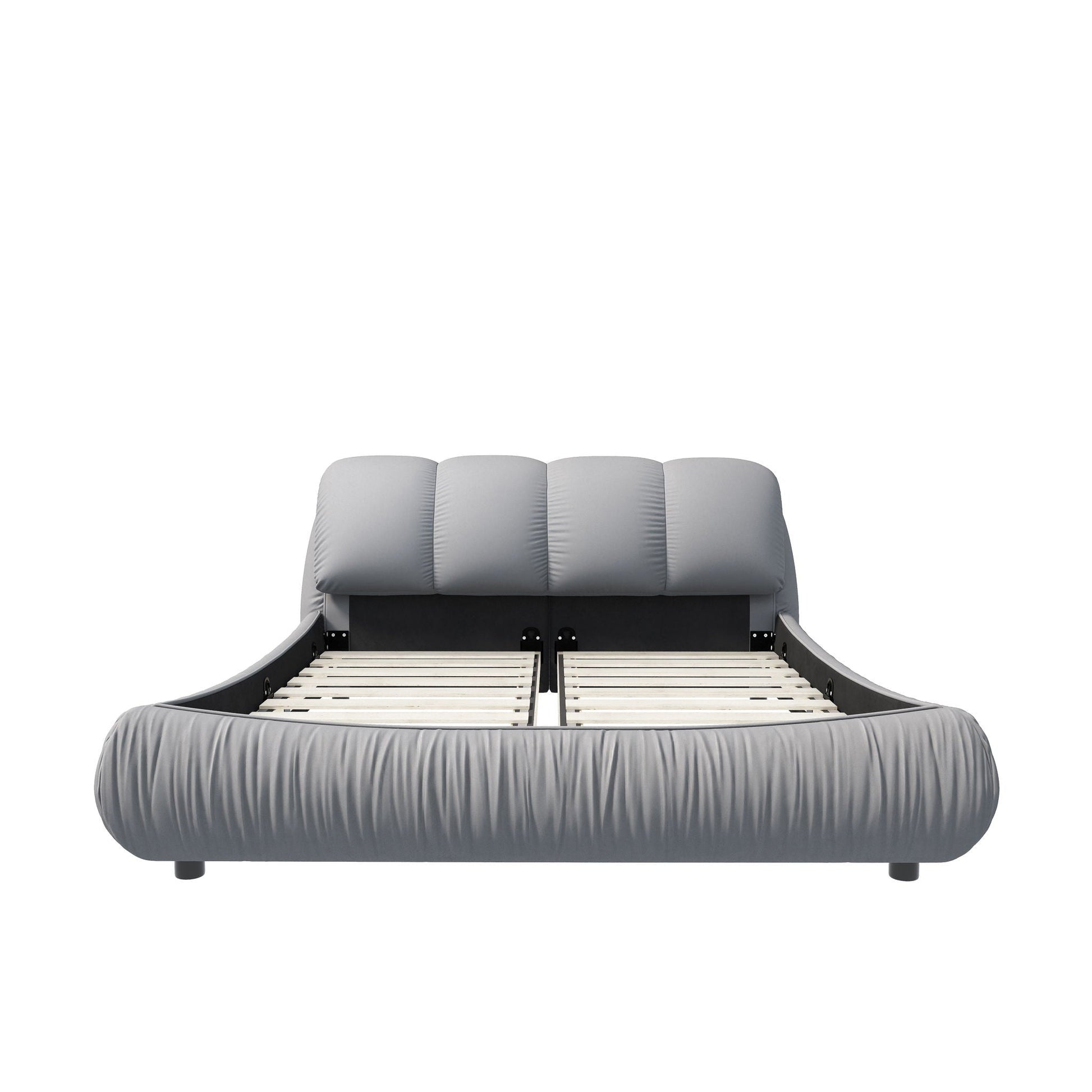 Luxury Upholstered Platform Bed With Oversized Padded Backrest And Solid Wood Frame Home Essentials