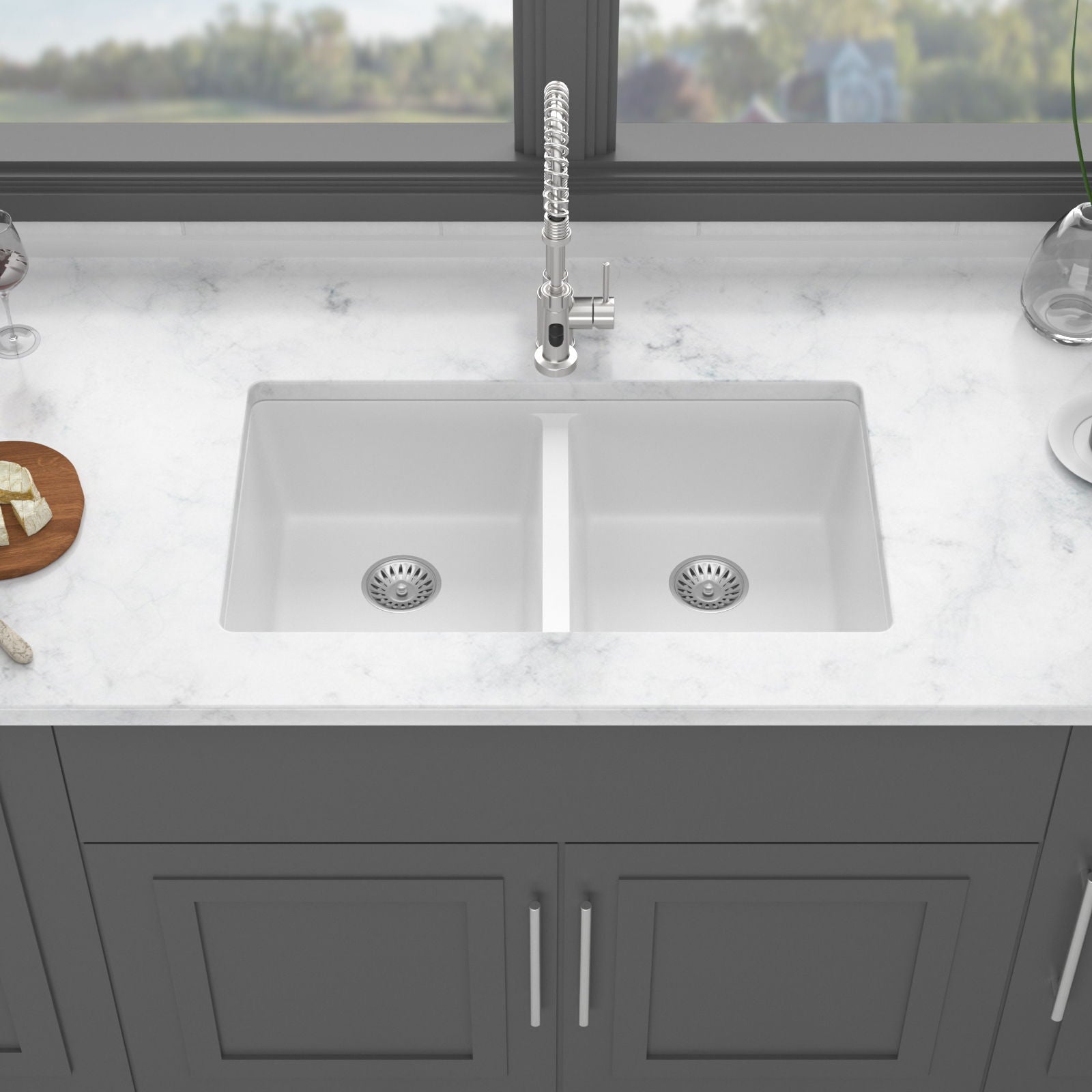 Granite Composite Double Bowl Undermount Kitchen Sink Daily Nest
