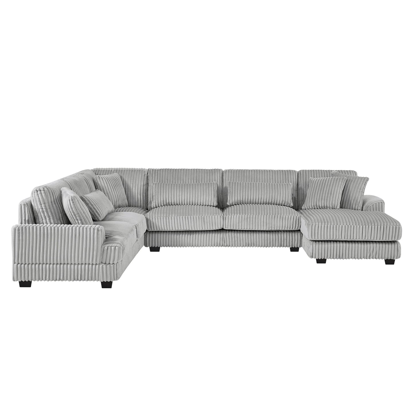 U - Shaped Sectional Sofa With Chaise Lounge, Oversized Living Room Sofa - Gray Hearth and Haven