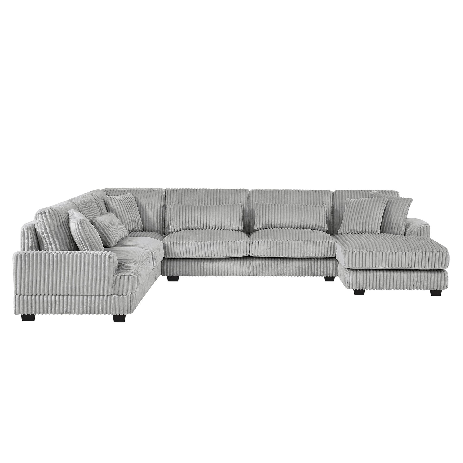 U - Shaped Sectional Sofa With Chaise Lounge, Oversized Living Room Sofa - Gray Hearth and Haven