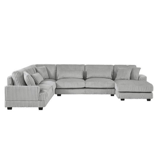 U - Shaped Sectional Sofa With Chaise Lounge, Oversized Living Room Sofa - Gray Hearth and Haven