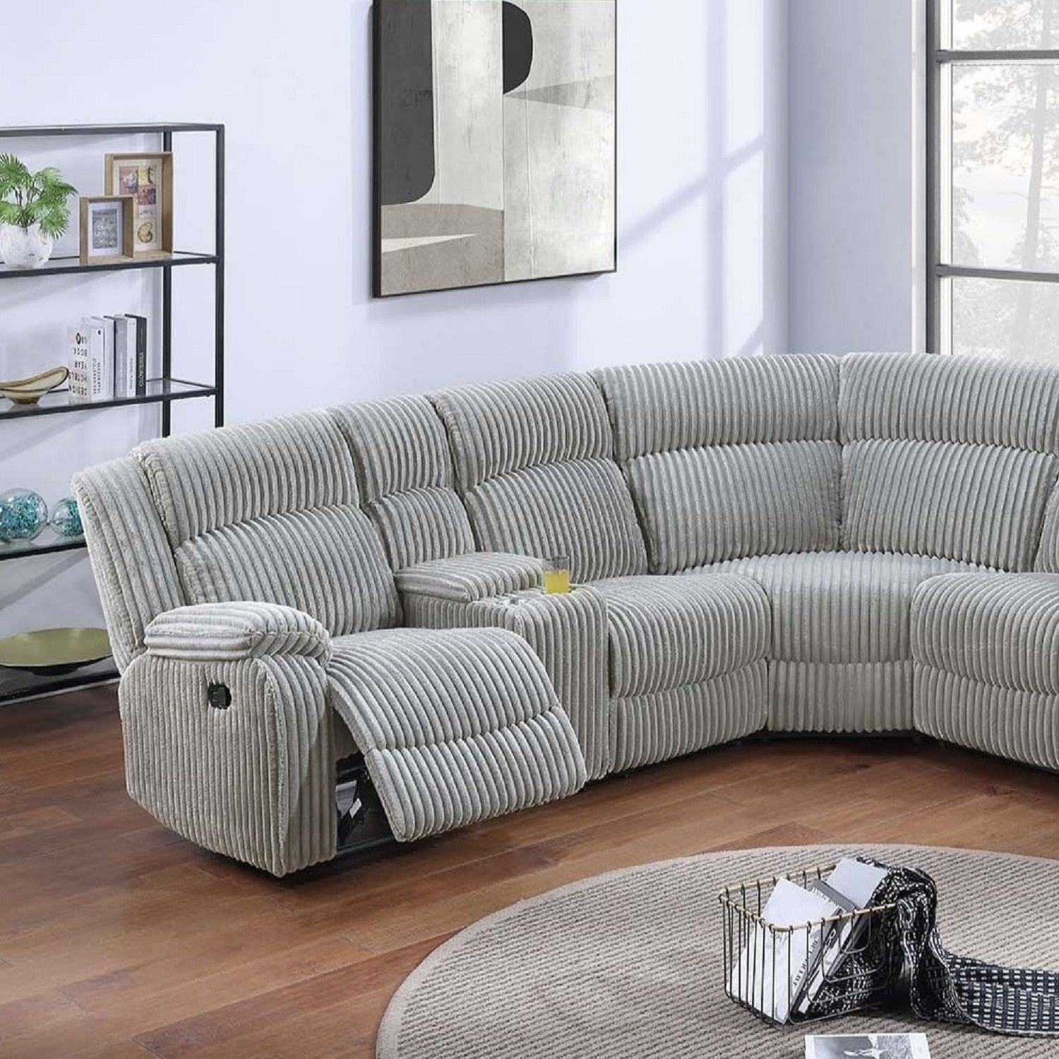 Sectional Sofa Set With Console Cup Holders, 3 Piece Reclining Living Room Couch - Gray Ash Home Essentials
