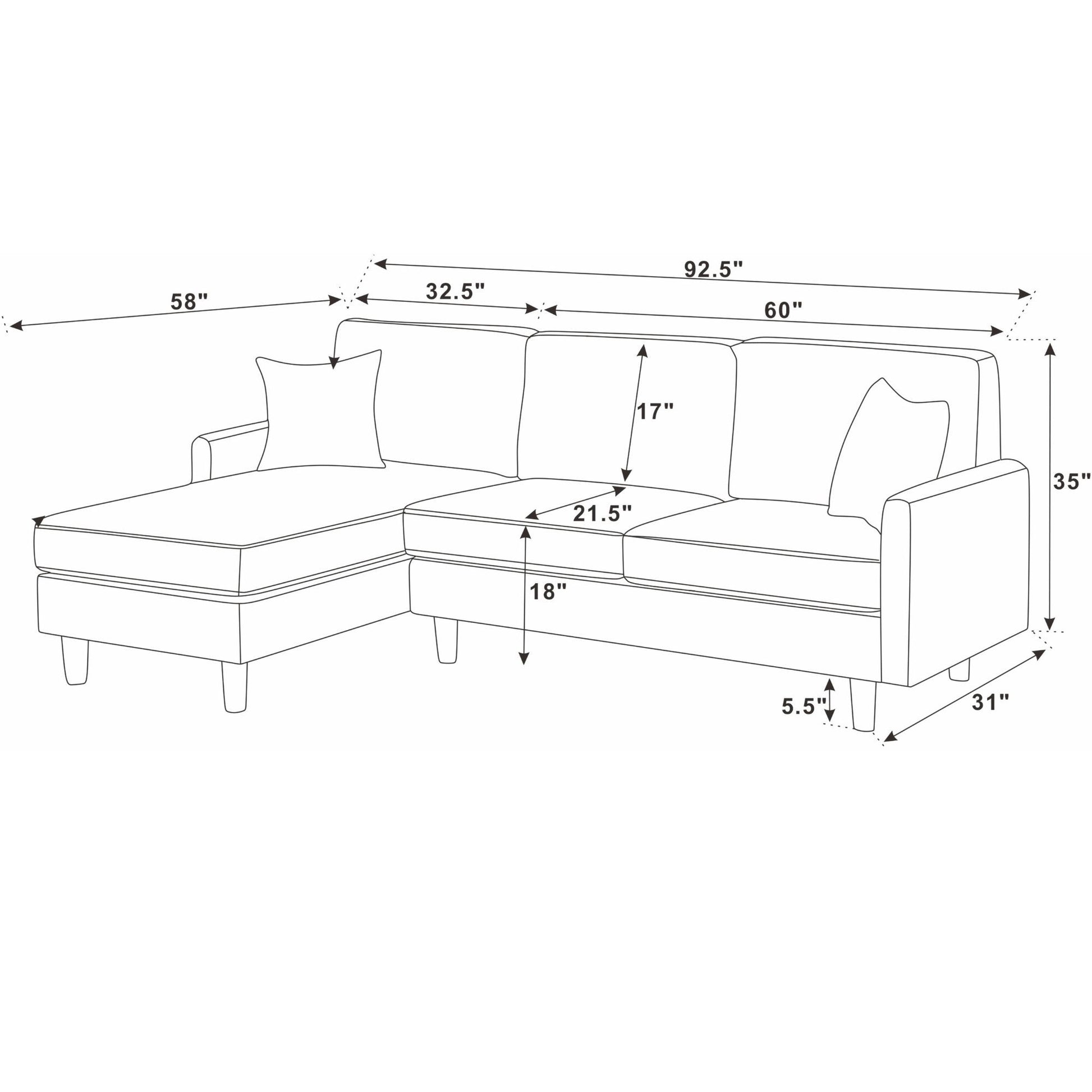 Upholstered Sectional With Toss Pillows Home Essentials