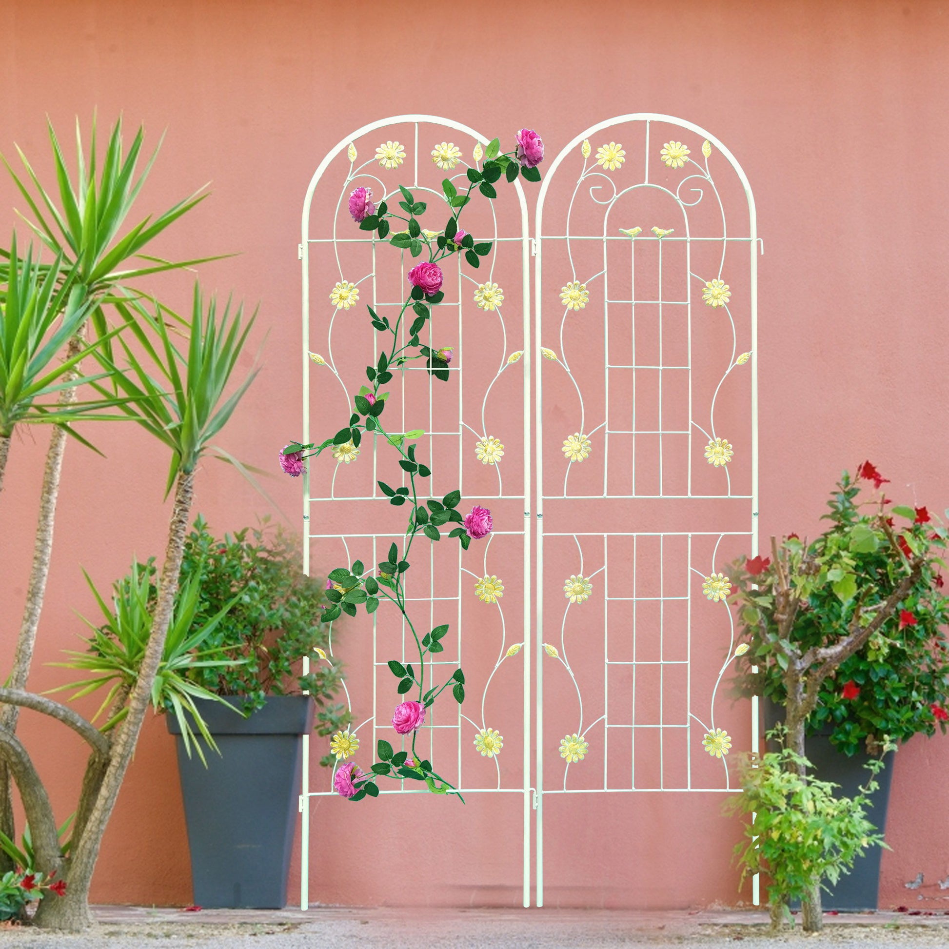 Metal Garden Trellis Rustproof Trellis For Climbing Plant Outdoor Flower Support Daily Nest