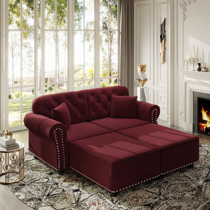 Upholstered Sofa Set With Nailhead Trim And Rolled Armrests, Includes Pillows Home Essentials