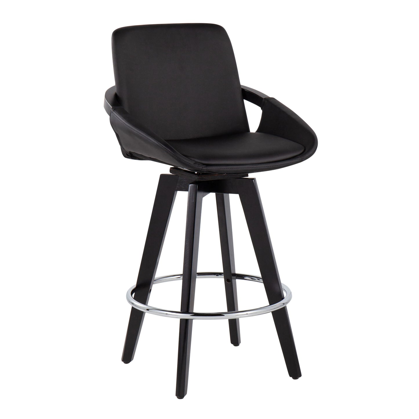 Cosmo - Contemporary Fixed Height Counter Stool With Swivel And Round Footrest (Set of 2) Lumi Source