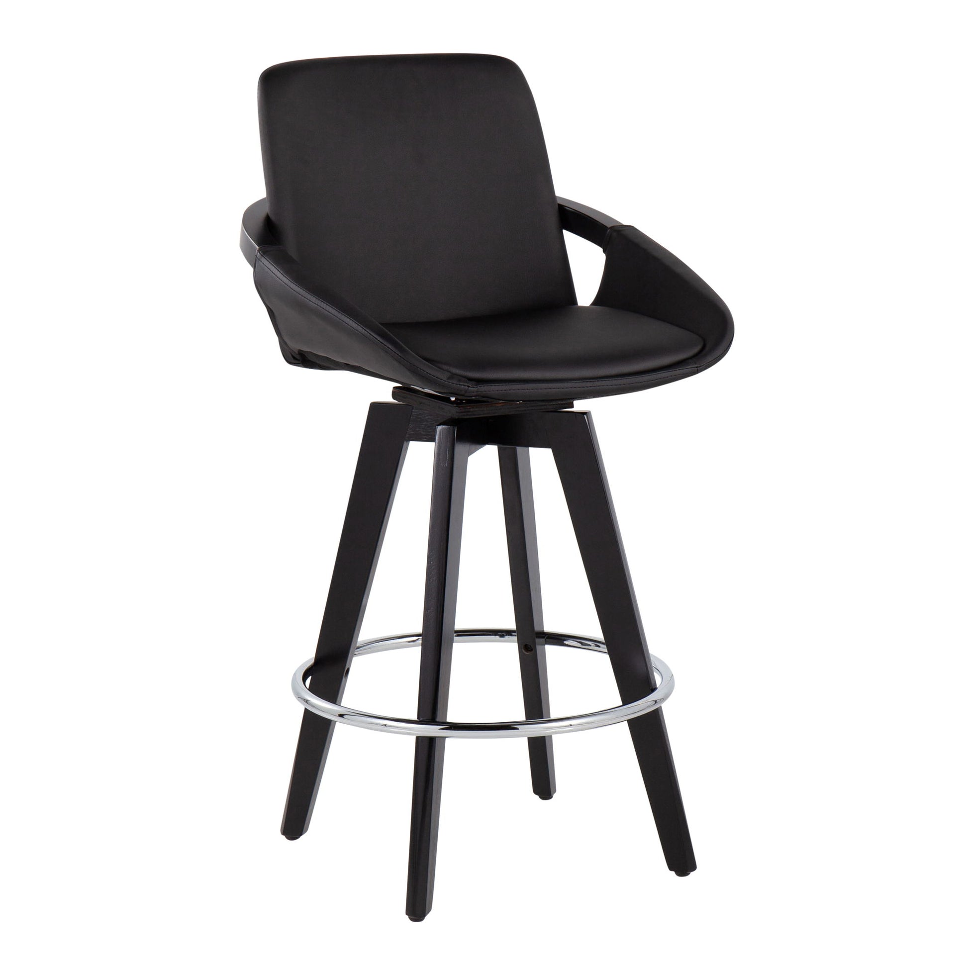 Cosmo - Contemporary Fixed Height Counter Stool With Swivel And Round Footrest (Set of 2) Lumi Source