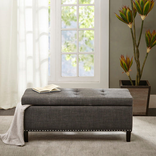 Shandra II - Tufted Top Storage Bench - Charcoal