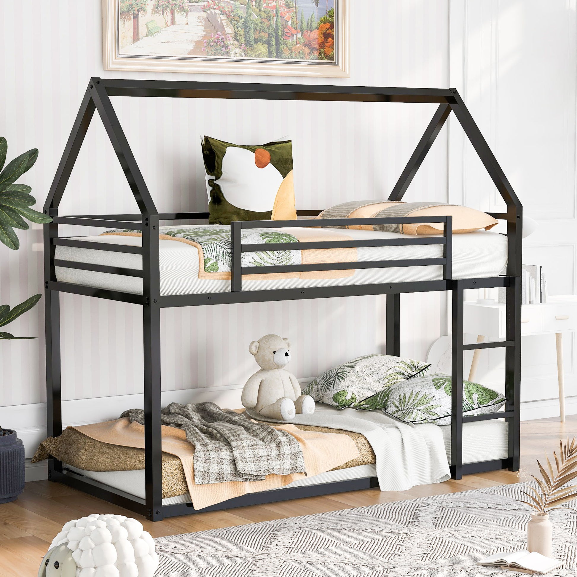 House Bunk Bed With Built In Ladder Hearth and Haven