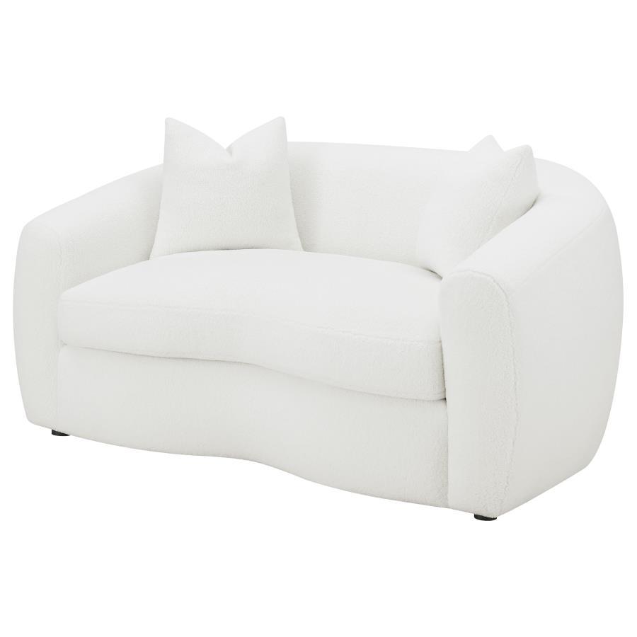 Isabella - Faux Sheepskin Upholstered Loveseat Natural - Ivory CoasterElevations