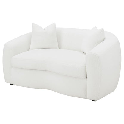 Isabella - Faux Sheepskin Upholstered Loveseat Natural - Ivory CoasterElevations