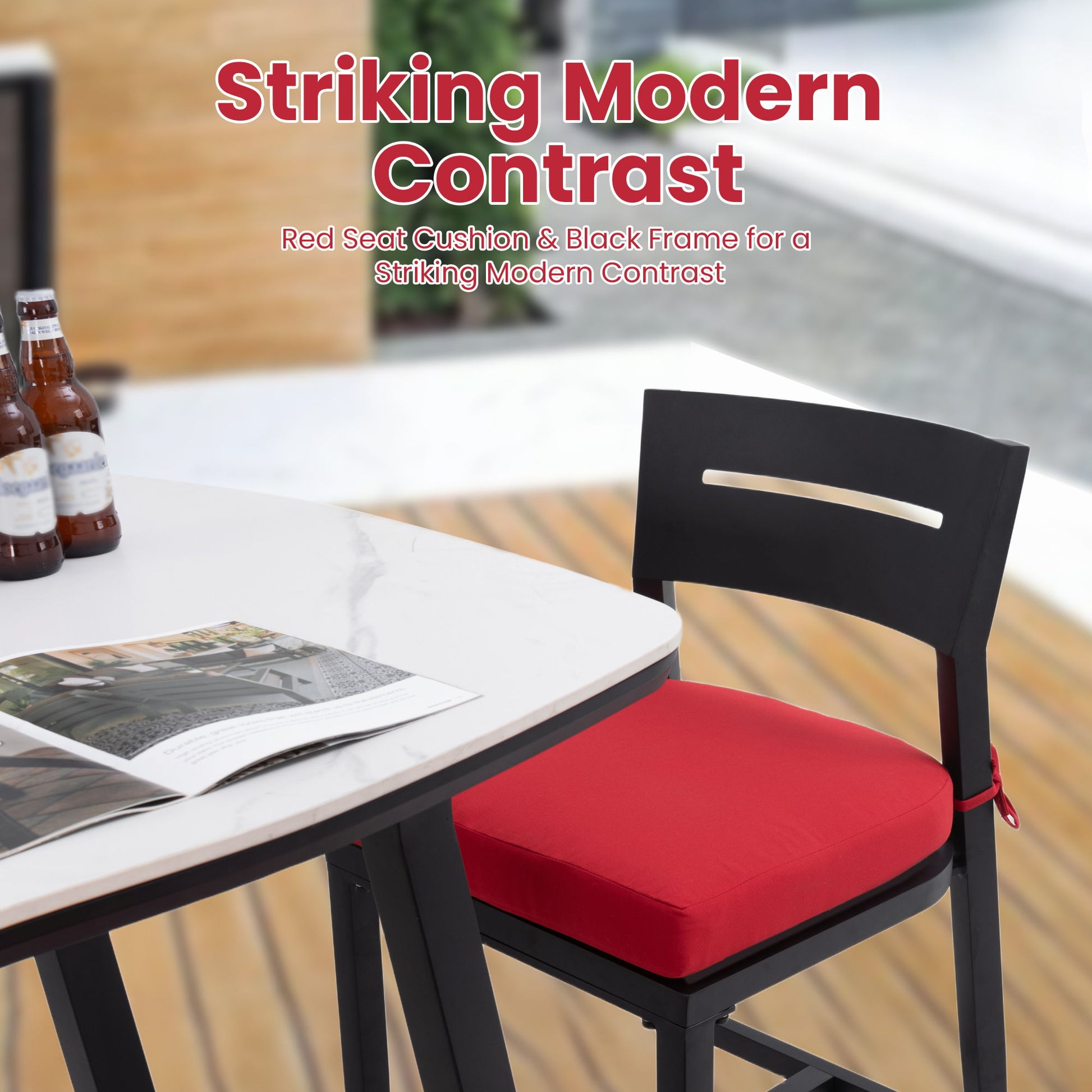 5 Pieces Outdoor Patio Bar Set, Rounded Square Table & 4 Aluminum Bar Stools Life Outside