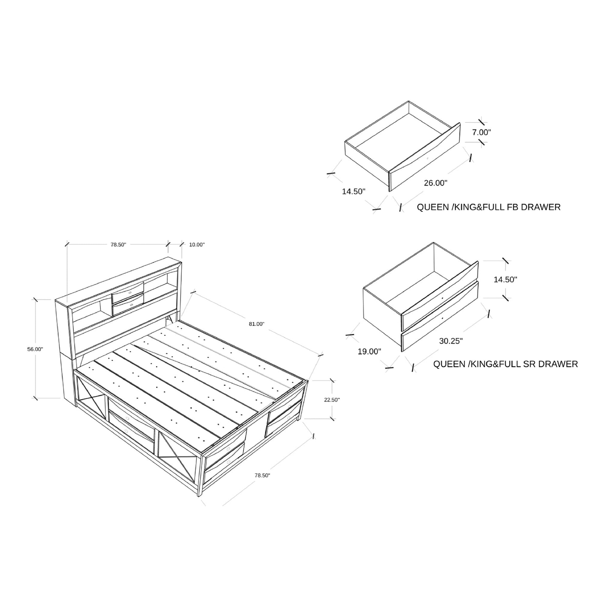 Lucille - Bed With Storage And Bookcase Headboard Global Furniture USA