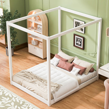 Wood Canopy Platform Bed With Support Legs And Airflow Slats Hearth and Haven
