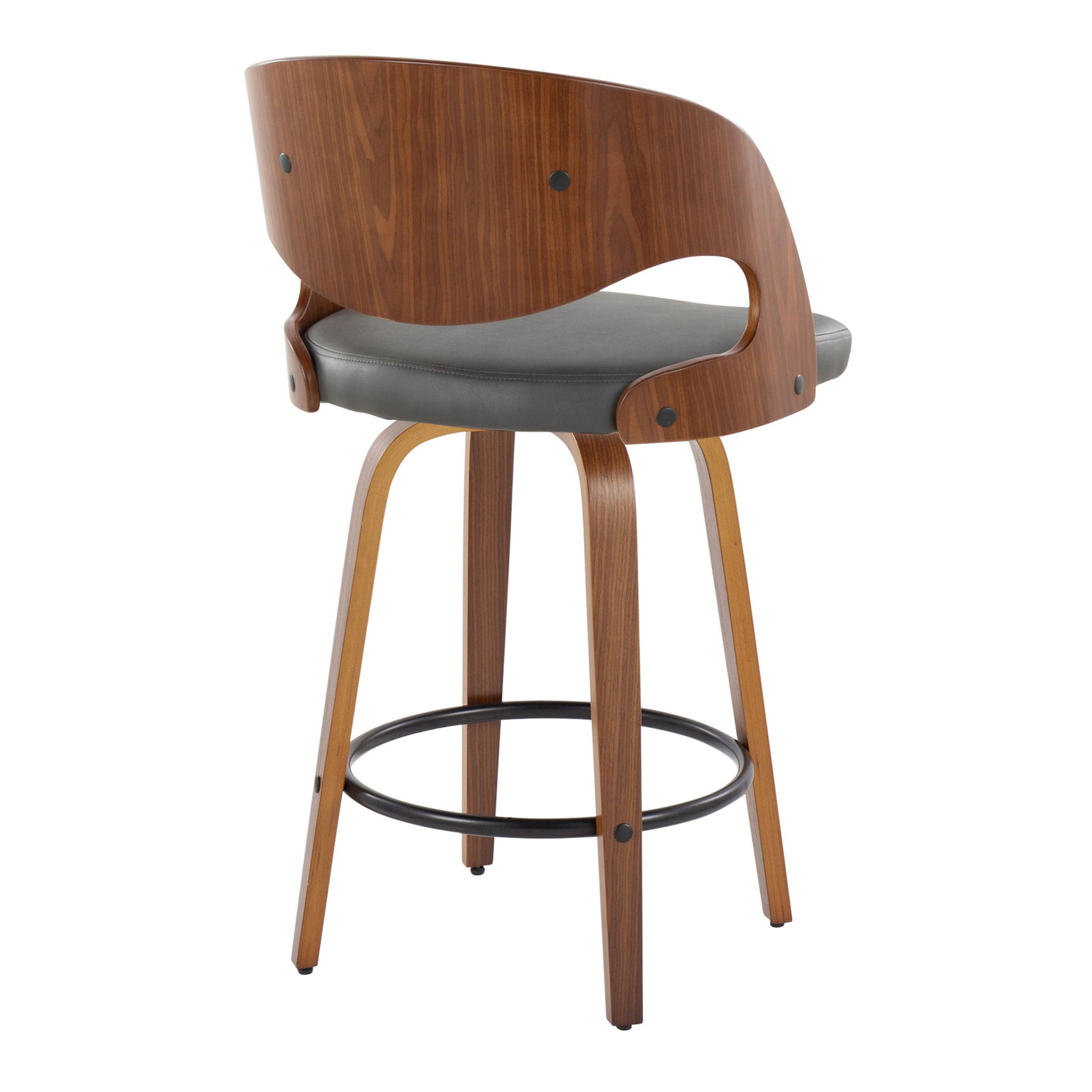 Pino - Mid Century Modern Fixed Height Barstool With Swivel With Round Footrest (Set of 2) Lumi Source
