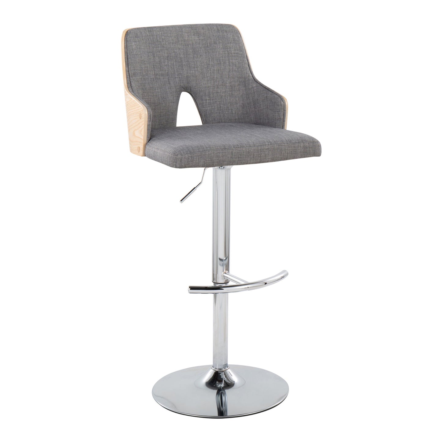 Stella - Contemporary Adjustable Barstool Stool With Swivel & Rounded T Footrest (Set of 2) Lumi Source
