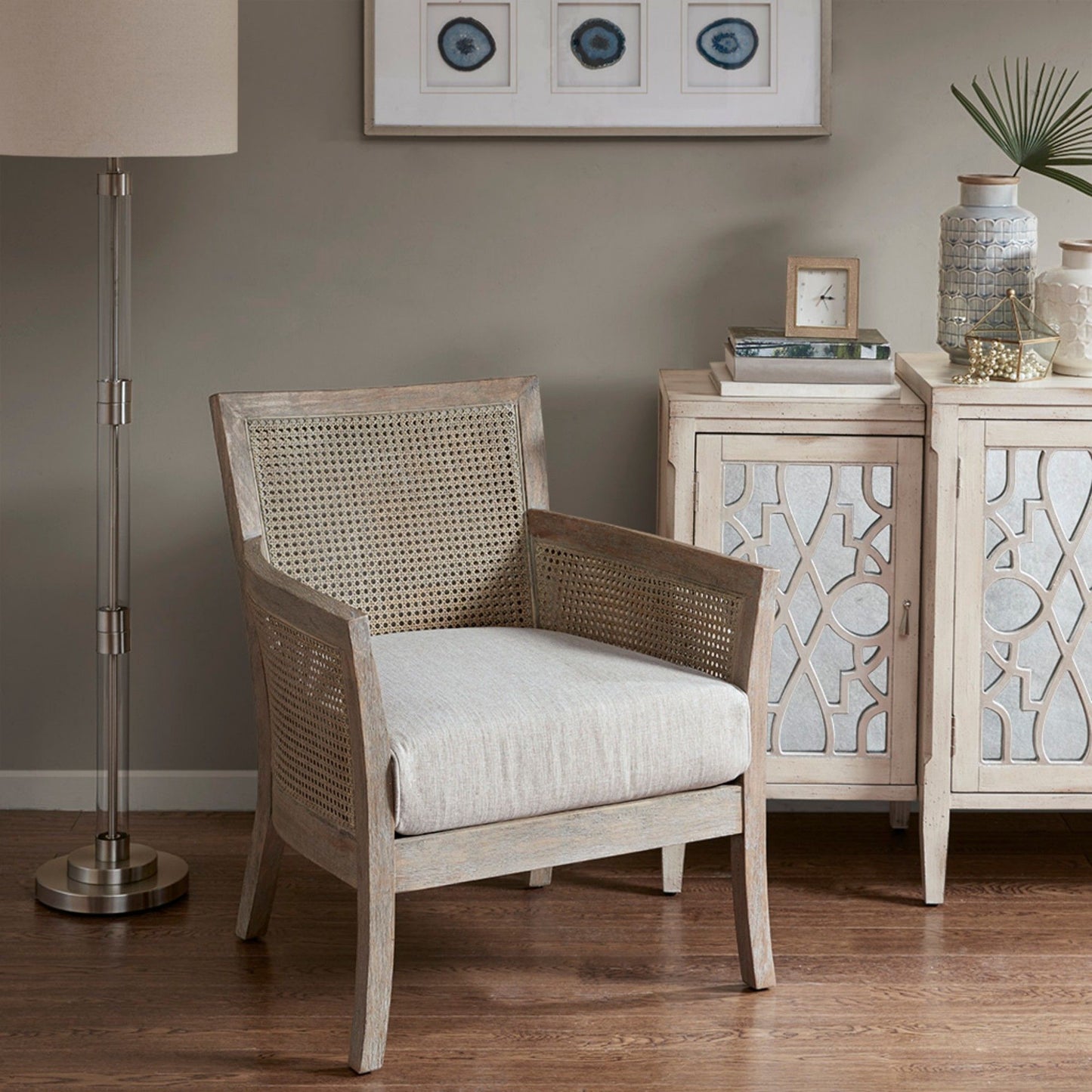 Cane Armchair With High Density Foam - Cream / Reclaimed Natural JLA