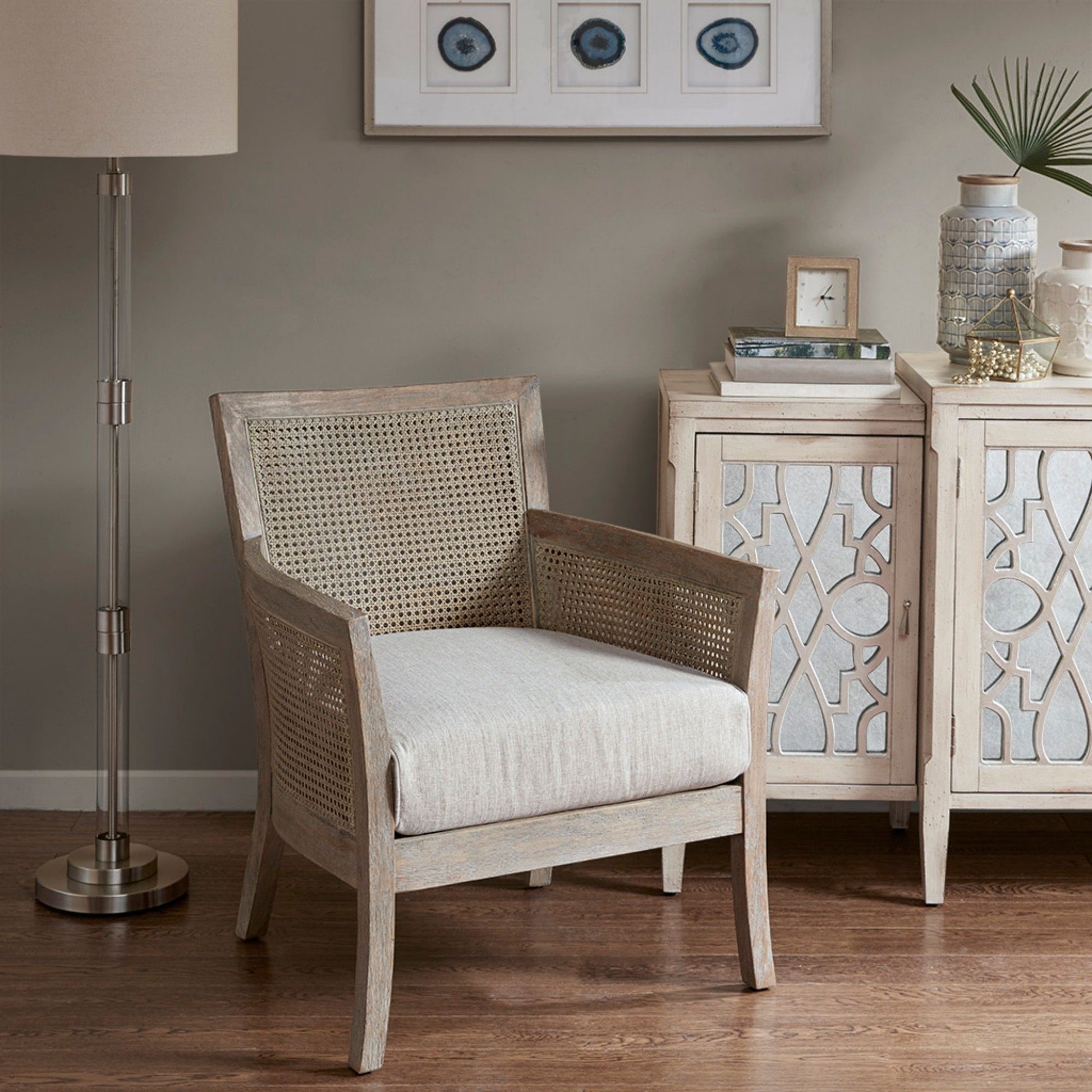 Cane Armchair With High Density Foam - Cream / Reclaimed Natural JLA