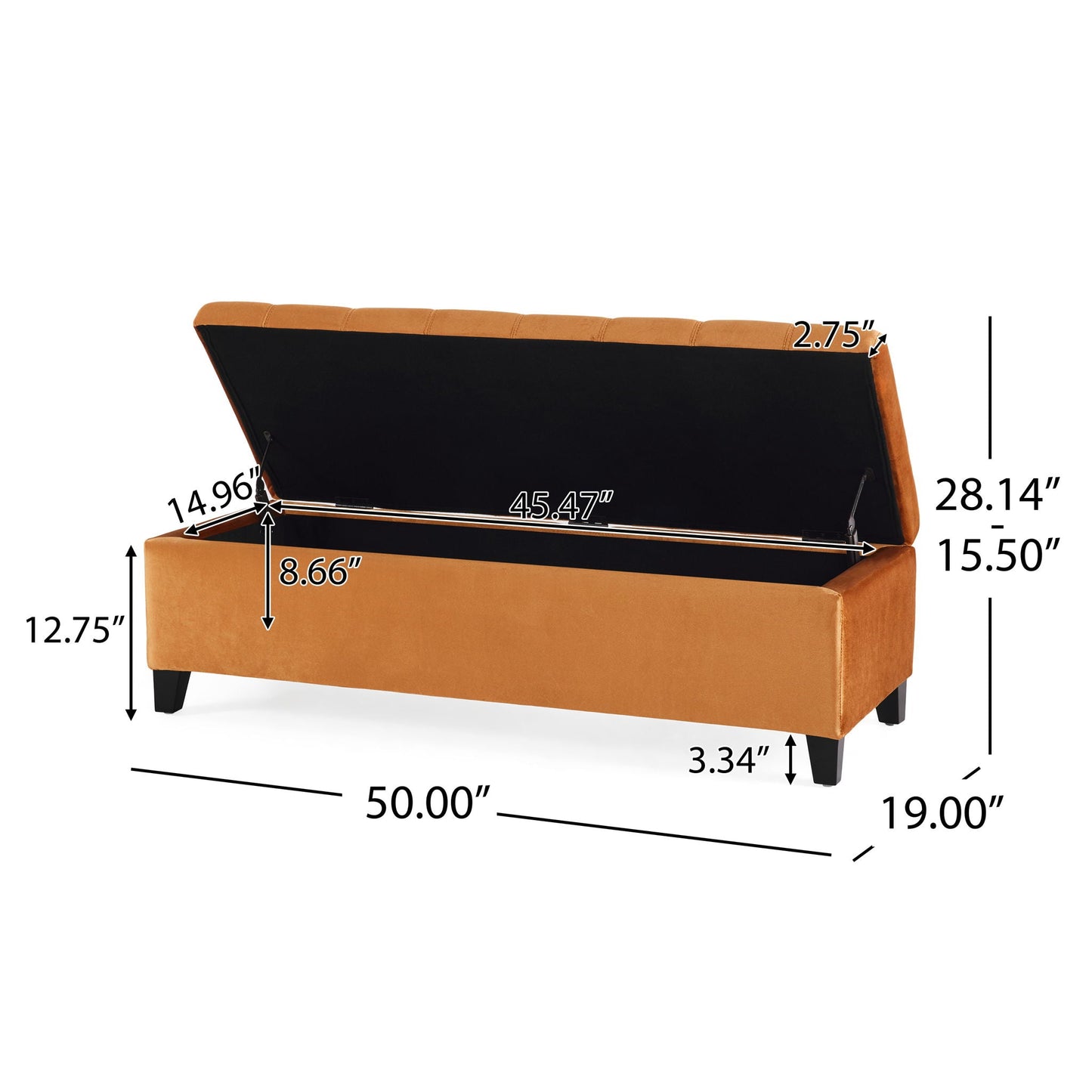 Wendover - Elegant Velvet Tufted Storage Bench With Lift-Up Top And Birch Wood Legs Noble House