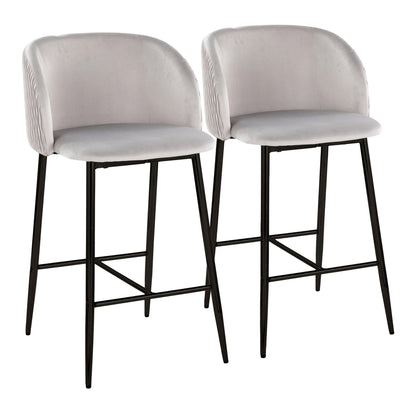 Fran - Pleated Waves Contemporary Fixed Height Counter Stool (Set of 2) Lumi Source