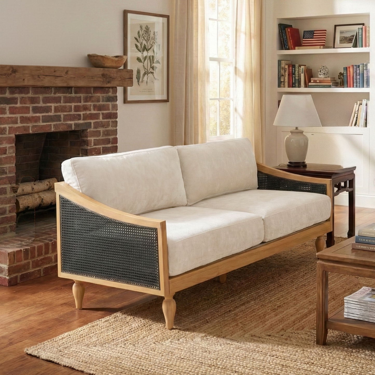 Loveseat Sofa With Armrests - Black Noble House