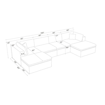 Upholstery Full Compressed Modular Sectional With Toss Pillows - Light Gray Home Essentials
