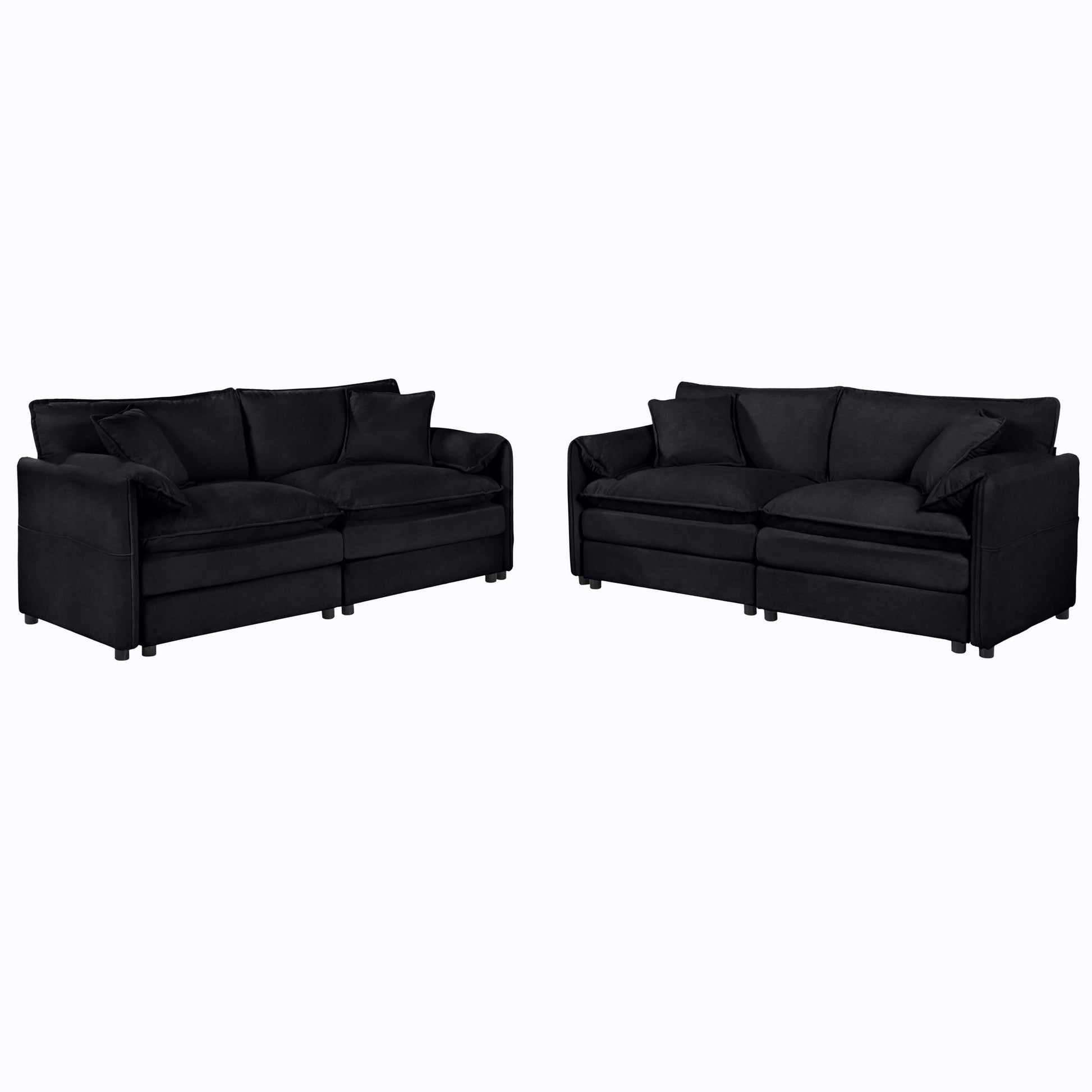 Modern Oversized Deep Seat Luxury 2 Piece Sofa Set With 4 Pillows Home Essentials