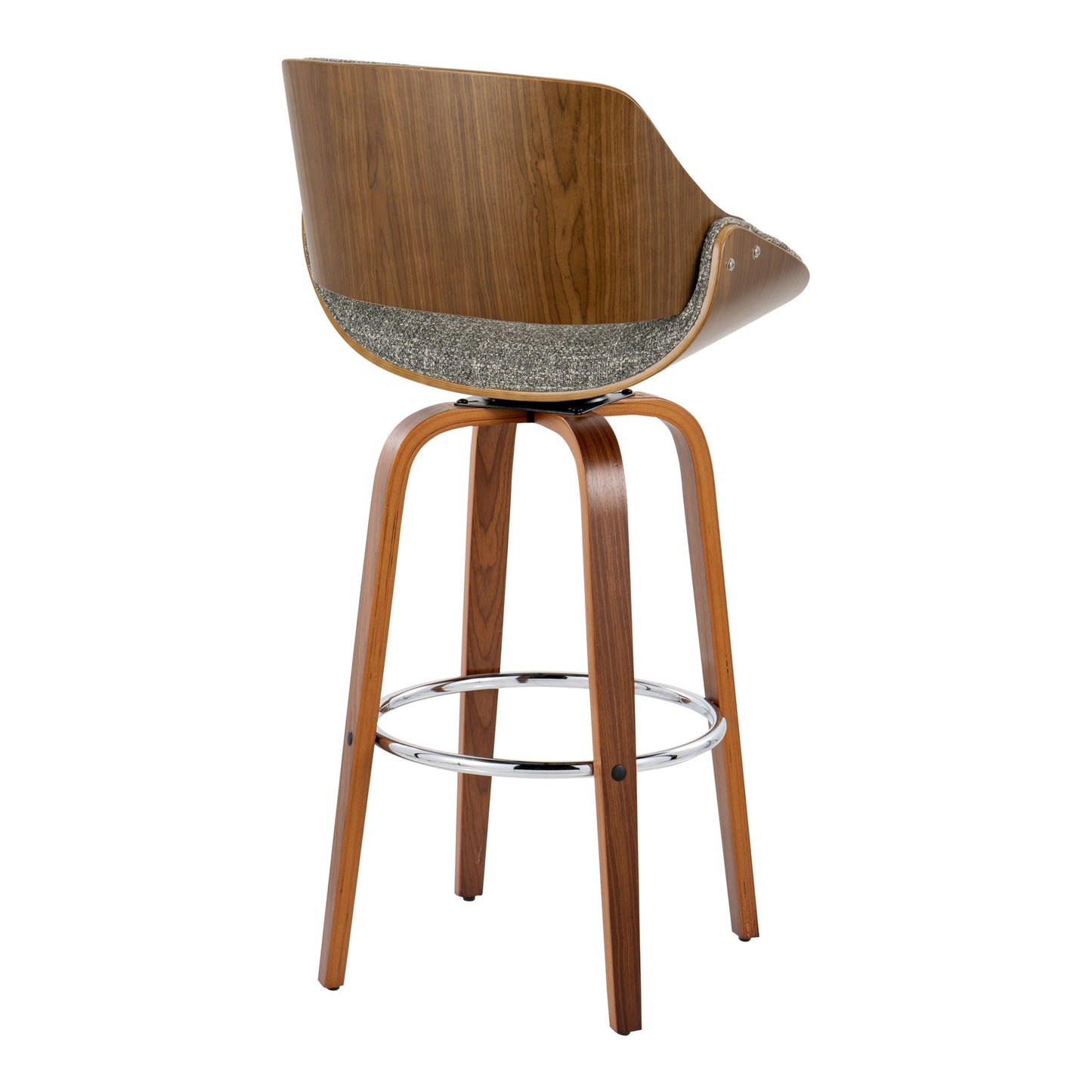 Fabrizzi - Mid Century Modern Fixed Height Barstool With Swivel With Round Footrest (Set of 2) Lumi Source