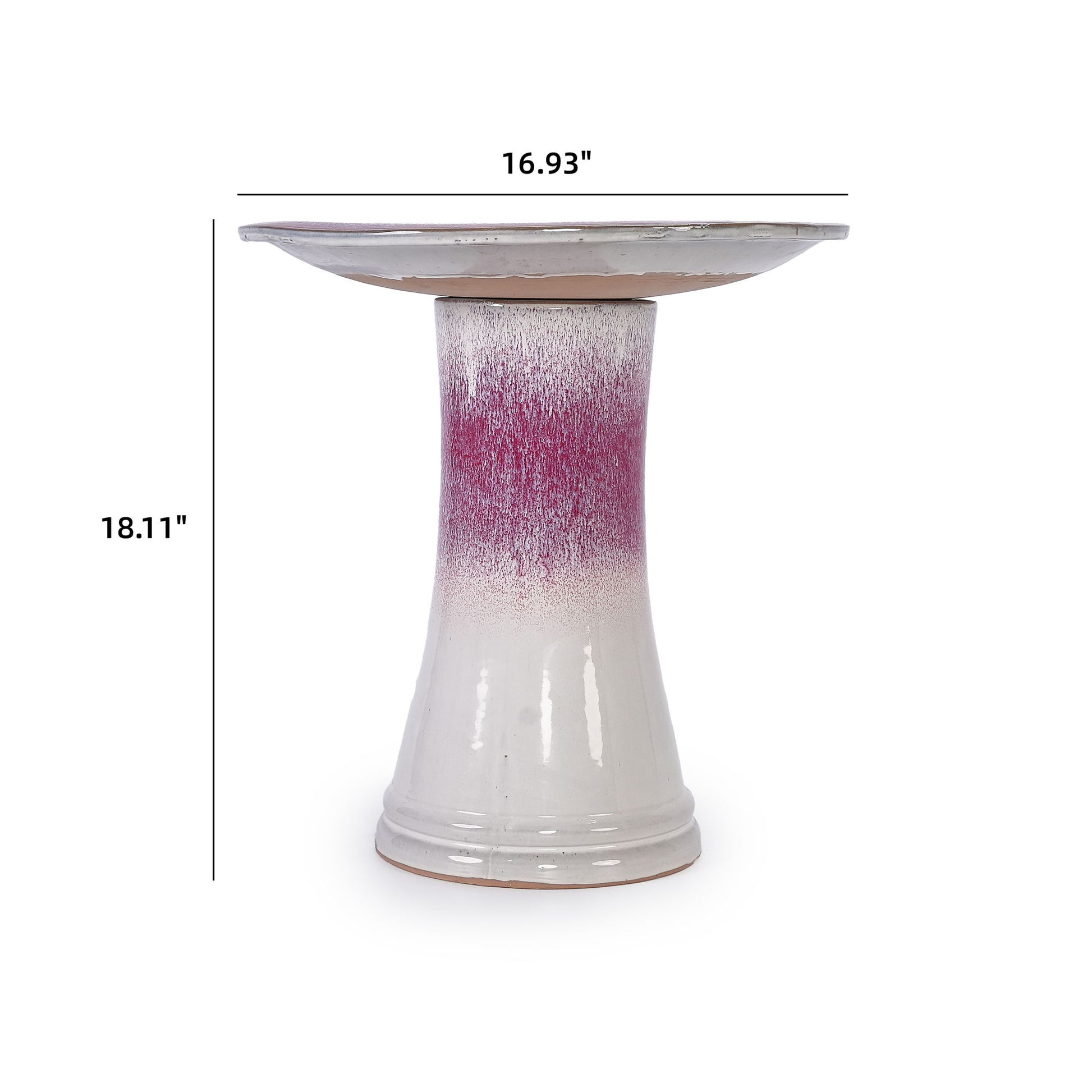 Birdbath For Patio, Garden - White / Pink Daily Nest