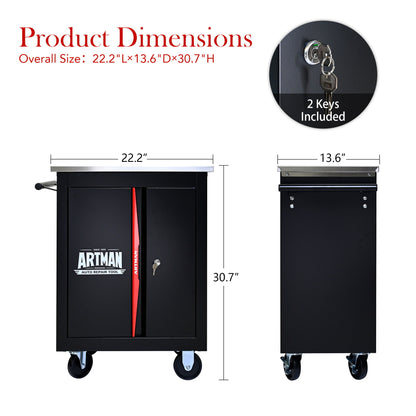 Double Door Clapboardl Multi Function Tool Cart - Black / Red Daily Nest
