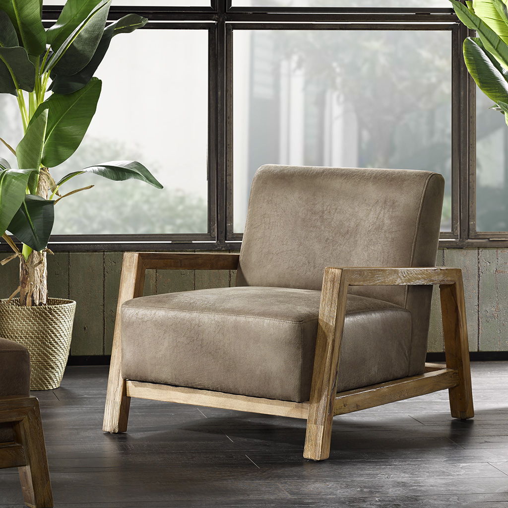 Easton - Low Profile Accent Chair - Taupe / Natural INK+IVY