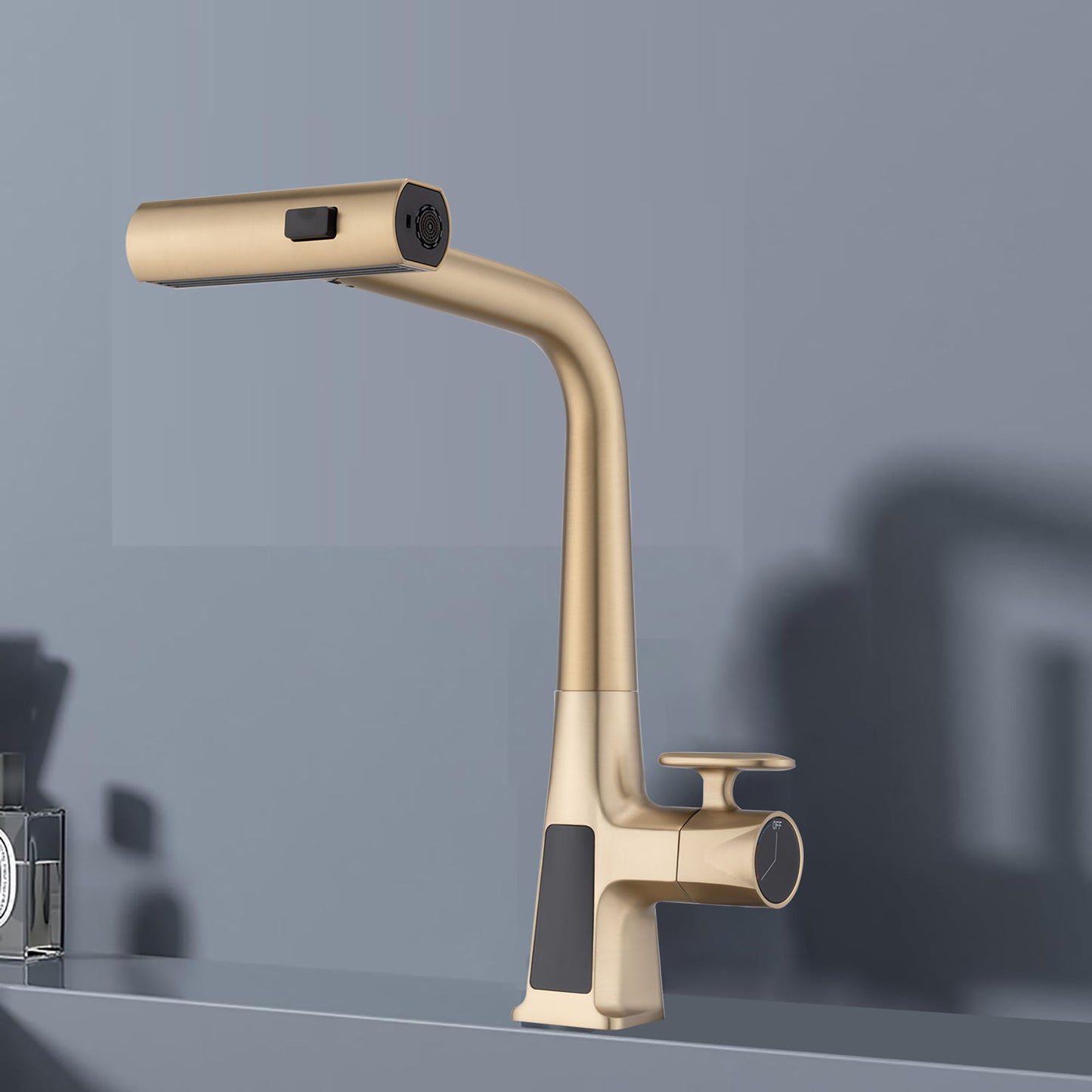 Waterfall Kitchen Faucet With Temperature Display And Pull Down Sprayer Daily Nest