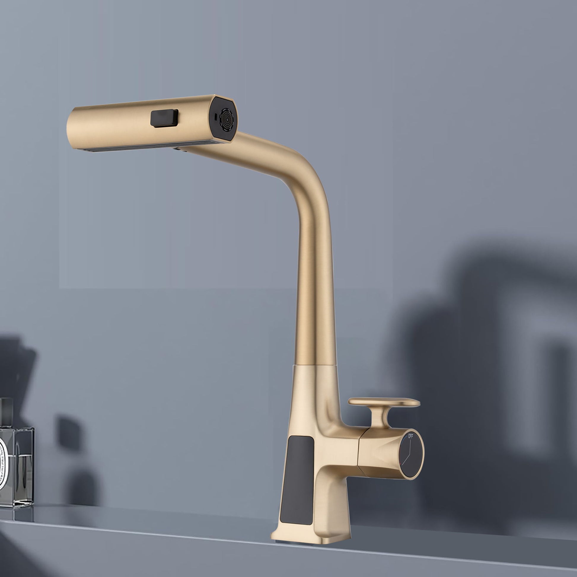 Waterfall Kitchen Faucet With Temperature Display And Pull Down Sprayer Daily Nest