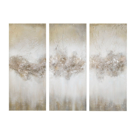 Luminous - Hand Painted Heavy Textured Glitz Canvas (Set of 3) - Taupe Madison Park
