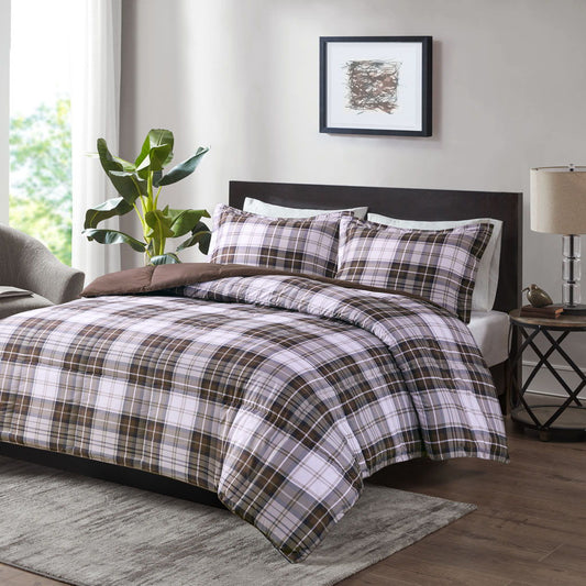 Parkston - Twin 3M Scotchgard Down Alternative All Season Comforter Set - Brown Madison Park Essentials