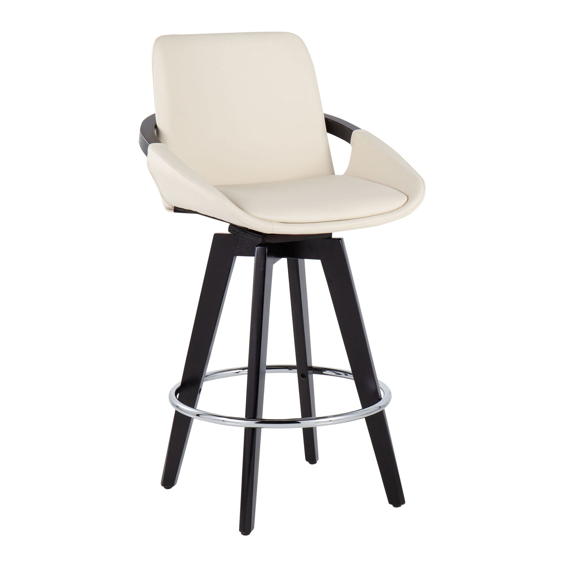 Cosmo - Contemporary Fixed Height Counter Stool With Swivel And Round Footrest (Set of 2) Lumi Source