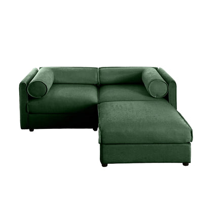 Contemporary Elegant White Chenille Sofa With Storage And Ottoman Home Essentials