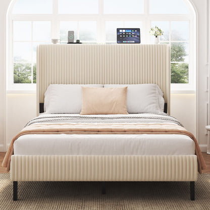 Platform Bed With Metal Frame And Charging Station Home Essentials