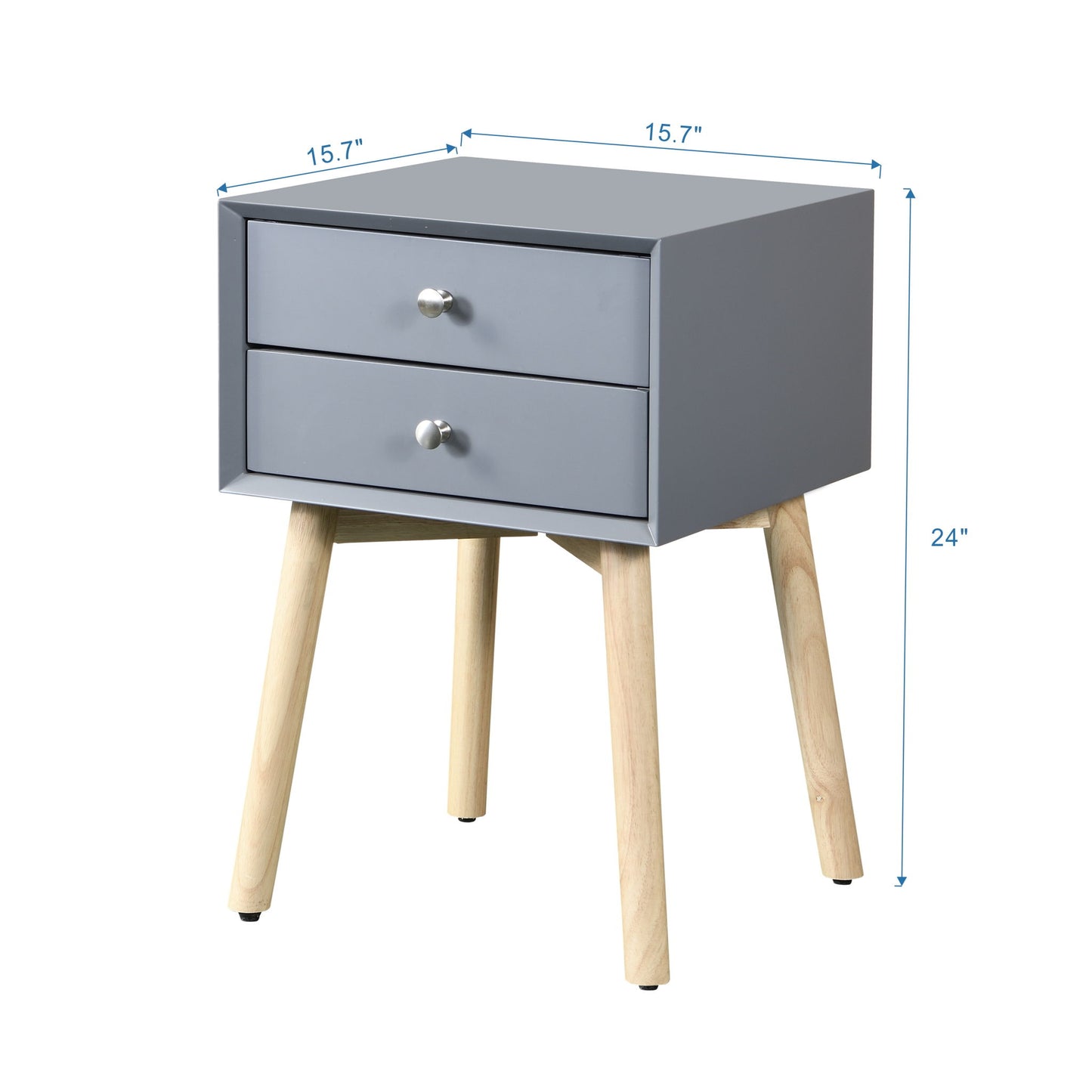 Side Table With 2 Drawer, Mid-Century Modern Storage Cabinet For Bedroom Home Essentials